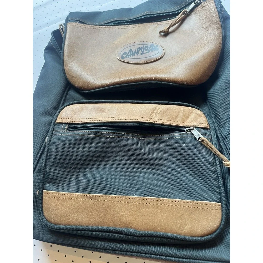 Vintage‎ CampusPak Backpack Brown Leather Trim Laptop School Bag